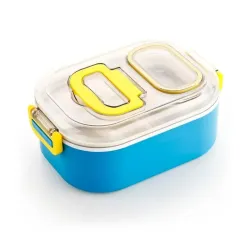 LAZYwindow® Plastic Kids Lunch Box, 900ml + 100ml with Baby Spoon, BPA-Free, Leak-Proof, Multicolor