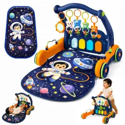 Lifelong Astro 2-in-1 Playgym & Convertible Walker | Music, Lights with Hanging Toys | Non-Toxic for Motor & Fine Skills Development | Tummy Time Crawling Play Mat for Babies (0-24 Months)