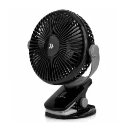 LONGWAY Clipzy Portable Rechargeable Clip Fan with 360° Rotation | 3 Speed Control | BLDC Motor | Type-C Charging | Silent Operation Table Fan for Home, Office & Travel | 1 Year Warranty (Black)