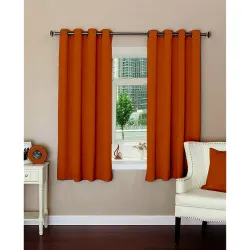 Lushomes Room Darkening Curtains 5 feet, Mango Yellow Window Curtains with 8 Metal Eyelets (54 x 60 inches, Single pc)