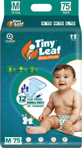 Tiny Leaf Baby Diaper Pants 12hrs Absorption with ADL |Medium 7-12kg, Pack 1 - M (75 Pieces)