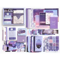 Vintage Aesthetic Scrapbook Kit(346Pcs)Scrapbooking Supplies Kit With Bullet Junk Journal,Stationery,A6 Grid Notebook With Journaling Gift For Teen Girl Women (moonlight Vintage Aesthetic Scrapbook)