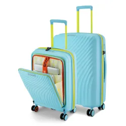 Nasher Miles Capri Hard-Sided Polypropylene Luggage Set of 2 | 55cm & 65cm | 8 Wheels Small & Medium Trolley Bag for Travel | Suitcase (Light Blue & Yellow)