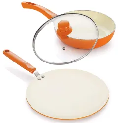 Nirlon Non-Stick Ceramic Cookware Set, 2-Pieces, Orange
