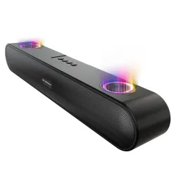 Nu Republic Party Box 16 Bluetooth Soundbar X-Bass Technology Dual 8W Drivers 2X Bass Reflex Ports 16W Output RGB LED Lights 10 Hrs Playtime Aux in 2.0 Channel (Black)