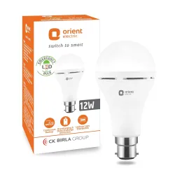 Orient Electric 12W Rechargeable Emergency LED bulb Inverter Bulb for home with 2 hours battery backup Up to 4 kV surge protection 6500K, Cool White, B22d base Over charging Protection Pack of 1