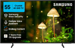Samsung Crystal 4K Infinity Vision 138 cm (55 inch) Ultra HD (4K) LED Smart Tizen TV with 4K Upscaling | HDR 10+ | Voice Assistance Remote Control | PurColor | Slim Look | Samsung Knox Security | 100+ Free Channels | Universal Gestures Online at best Prices In India