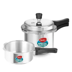 Pigeon by Stovekraft (14331) Aluminium Pressure Cooker Combo 2 Litre and 3 Litre Induction Base Outer Lid (Silver)