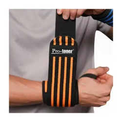 Pro-toner Multipurpose Wrist Support Strap, Adjustable Weightlifting Wrist Wrap for Gym Training (Black Orange)