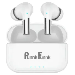 PunnkFunnk FusionBeatX Pro Wireless Earbuds 42H Playtime, 45ms Low Latency, 13mm Bass Drivers, Zen ENC Mic, IPX5 Water-Resistant, Bluetooth 5.3, Type-C Fast Charging, Touch Control(White)
