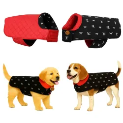 Sage Square Dog Print 3-Layered Jacket Windproof - Durable, Water-Resistant, Comfortable Fit, Stylish Dog Coat with Trendy Design Deal for Cold Weather, Indoor & Outdoor (Printed, XL - 20 Inch)