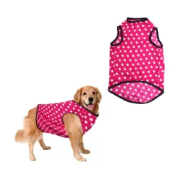 Sage Square Crazy Printed Dog T-Shirt, Trending Dog T-Shirt, Ultra Soft & Light Weight, Comfortable & Breathable Dog Apparel, Trendy Outfit (Polka Pink) (XXLarge -28inch)