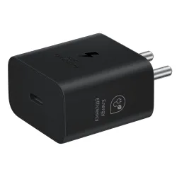Samsung Original 25W USB Type-C Travel Adaptor Without Cable for Google Pixel, Xiaomi, Motorola, iPhone, Samsung Galaxy Tab S/A Series, Galaxy S10/M54/M55/A80/A90/S25/S24, Black