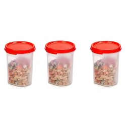 Signoraware Modular Plastic Container Set, 450ml, Set of 3, Red