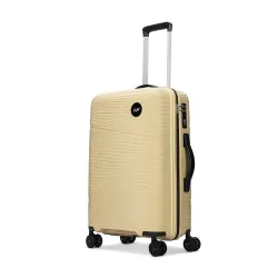 Skybags Swirl Check-in Trolley Bag 65cm | Medium Hard Luggage | 8 Wheels Suitcase for Travel | 3-Digit Combination Lock with Anti-Theft Zipper | Polypropylene | 3 Years Warranty - Unisex (Beige)