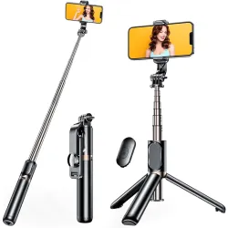 SooPii Bluetooth Selfie Stick Tripod for Phones & Action Cameras – Extendable, Foldable, 360° Rotation, with Detachable Wireless Remote, Compatible with All Smart Phones.