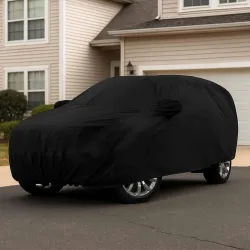 Sulfar 100% Waterproof Car Body Cover Compatible with Mirror for Maruti Suzuki 800 (Triple Stitched, Full Bottom Elastic, Black-TB)
