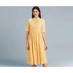 Amazon Brand - Symbol Women Rayon Fit and Flare One Piece Midi Length Dress (Available in Plus Sizes)
