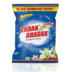 Tadak Bhadak Detergent Powder, 12 kg Bumper Pack - All in One Formula