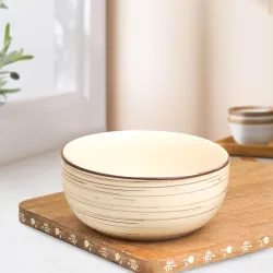 The Earth Store Brown Spiral Ceramic Bowl 1500 ML, Set of 1 | Versatile Bowl for Serving, Mixing, Snacks, Dal, and More Perfect for Gifting & Daily Use
