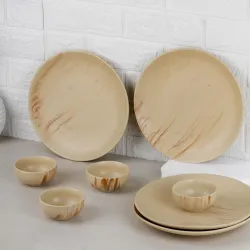 The Earth Store Ivory Italian Ceramic Dinner Set 8 Pieces Serving for 4, Microwave & Dishwasher Safe Plates & Bowls Bone-Ash Free Crockery Set for Dining and Gifting