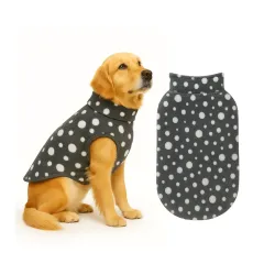 The Pets Company Dog Winter Coat Jacket, Clothes, Windproof, Light Weight, Washable, Ultra Warm Thick Fleece Lined Dog Vest for Cold Weather Protection, (Polka Grey Cherry, Large - 26 Inch)