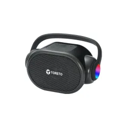 Toreto Neo Mini Portable Bluetooth Speaker 6W | RGB Lights | 5H Playtime | TWS, USB & TF Card Support | Type-C Charging | Built-in Handle | BIS Certified (Black)