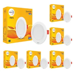 wipro Acryloatrile Butadiene Styrene 6W Alpha Downlight for Junction Box | Red |3 inch Cutout, 22mm Height| Surge Protection Upto 350 VA | High Voltage Protection Upto 4KV | Pack of 6