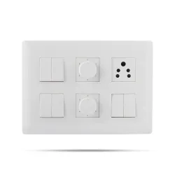 Wipro Northwest (Venia) Switch Combo of 12M Plate + 6A Switch x6 + 5 Step FR x2 + 6A 3Pin Socket x1, White (Kit 16)