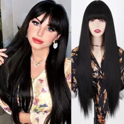 black Women Natural Looking Black Curly Wig Synthetic Heat Resistant Fiber Wig for Daily Party Use