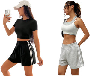 Kaffs Striped Women Multicolor Regular Shorts