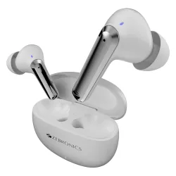 ZEBRONICS PODS K3, in-Ear Wireless Earbuds, 40 Hrs Backup, Dual EQ, Quad MIC ENC, 10mm Bass Drivers, Rapid Charging, Bluetooth, Flash Connect, Low Latency Gaming (White)