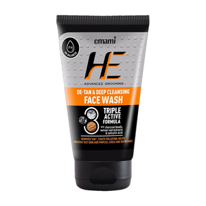 HE De-Tan & Refreshing Cleanser for Men with Charcoal, Prevents Pimple Face Wash (100 ml)