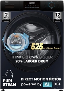 [With ICICI CC]  Haier 9 kg 5 Star with Powered by AI-DBT, PuriSteam, 525 mm Super...more