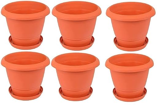 Durable Gardening Pots for Indoor and Outdoor Plants | Round Flower Pot for Balcony, Home, Office, Table and Garden Décor (Set of 6)