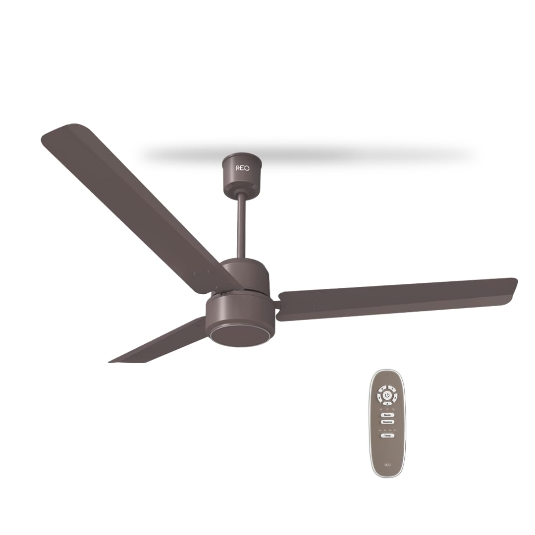 REO By Havells BLDC 1200MM Ceiling Fan "Fixed Price Always" | Air Flow: 220 CMM| Speed: 350 RPM| Reverse Rotation Mode| Timer Setting| 2 Year Door Step Warranty By Manufacturer (Energex, Cocoa Brown)