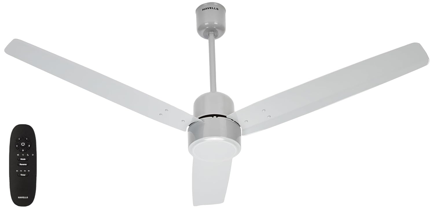 Havells EPIC BLDC Ceiling Fan 1200mm, 380 RPM, Savings upto 65%, Reverse Rotation, 4 Modes (Boost, Sleep, Breeze, Mop), Low Wattage 30W, Low Noise, Air Flow:225 CMM, 3 Year Warranty, Grey