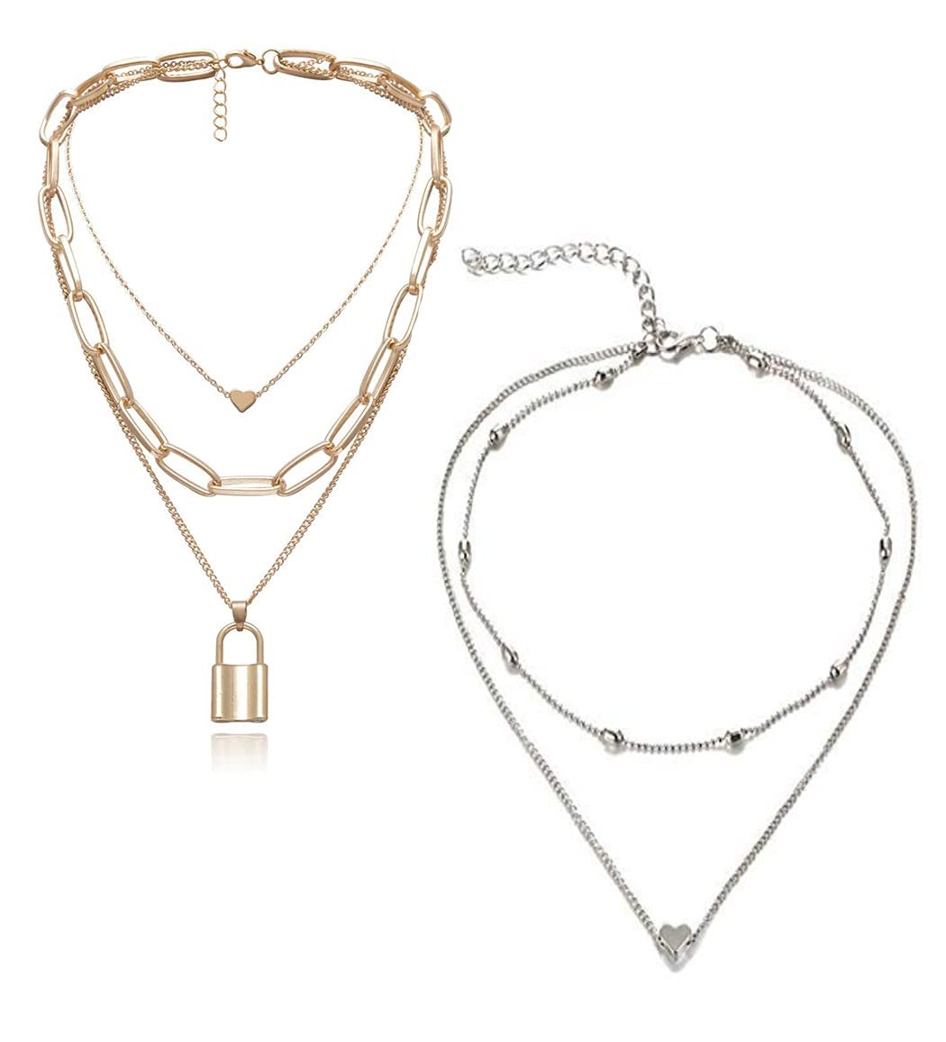 YouBella Jewellery Stylish Combo of Two Necklace Chains for Women and Girls