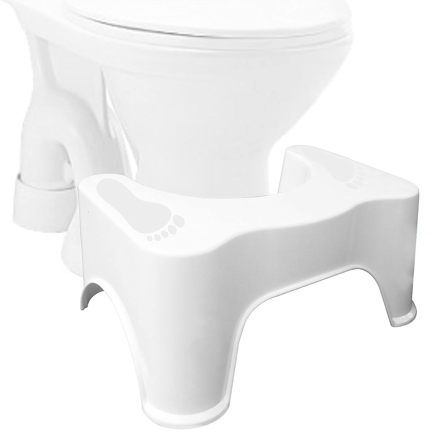 BUMTUM Baby Step Stool |Comfortable Step Stool for Potty| Plastic Step Stool for Western Toilet | Anti-Slip Bathroom Foot Stool (White)