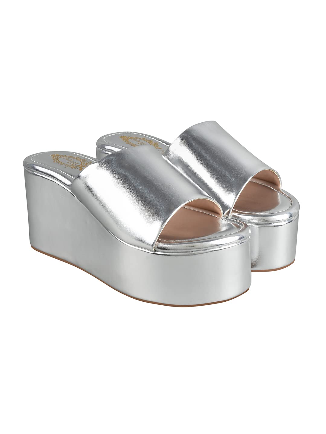 Shoetopia girls Little Silver Wedge Sandal - 8 UK (Girls-Little-Silver)