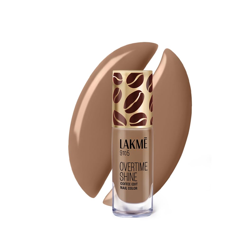 Lakme 9 to 5 Overtime Shine Nail Polish - Coffee Edit-06 Caramel Drizzle 6ml