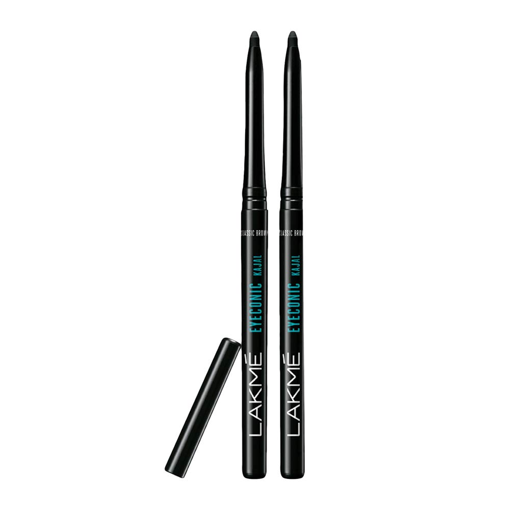 LAKMÃ Eyeconic Kajal Twin Pack, Black, 0.35g with 0.35g, Matte Finish