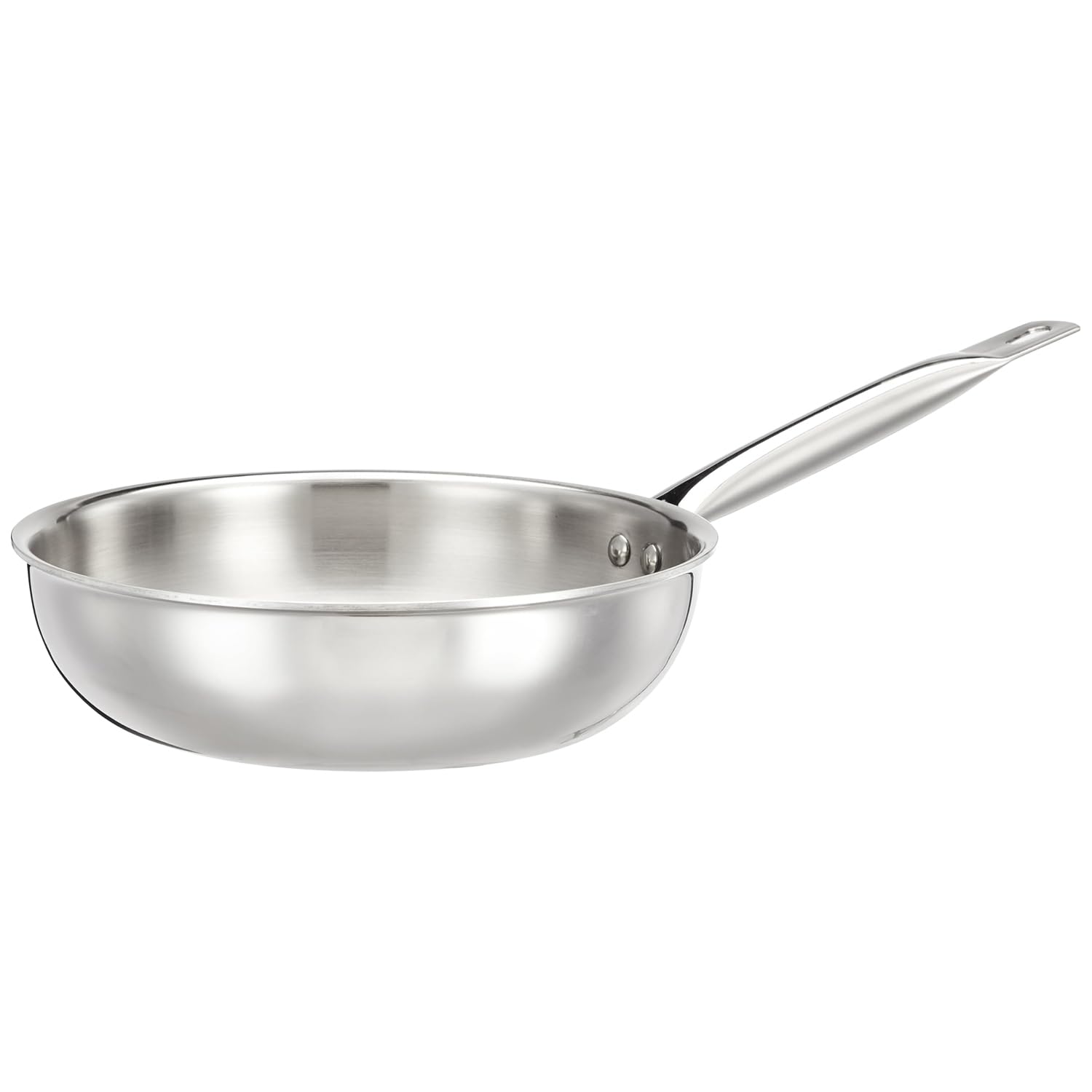 Amazon Brand - Solimo Stainless Steel Triply Frying Pan (Small Size/ 22Cm) | Induction and Gas Stove Compatible | Three-Layer Durable Construction, Uniform Heating, Silver