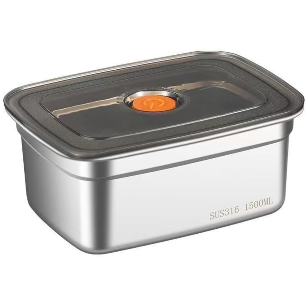Thiwa Fridge Storage Box 316 Stainless Steel Food Storage Containers | Food Grade, Leakproof Kitchen Organizer | Freshness Locking, Microwavable & Freezer Safe (1500 ML - 1 PCs)