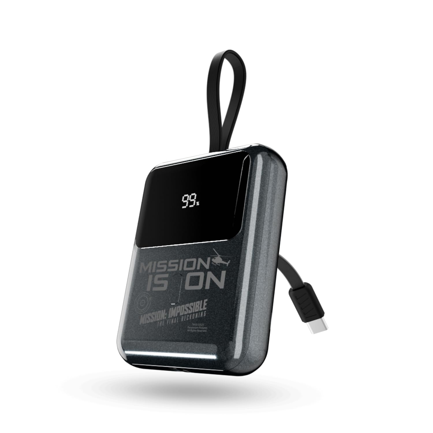 Mobilla x Mission: Impossible – MPower X1 Limited Edition Powerbank| Compact & Handy Size |10000mAh Battery Capacity | 22.5W Fast Charging | Built-in Type-C Cable | Dual Quick Charging Port (Black)