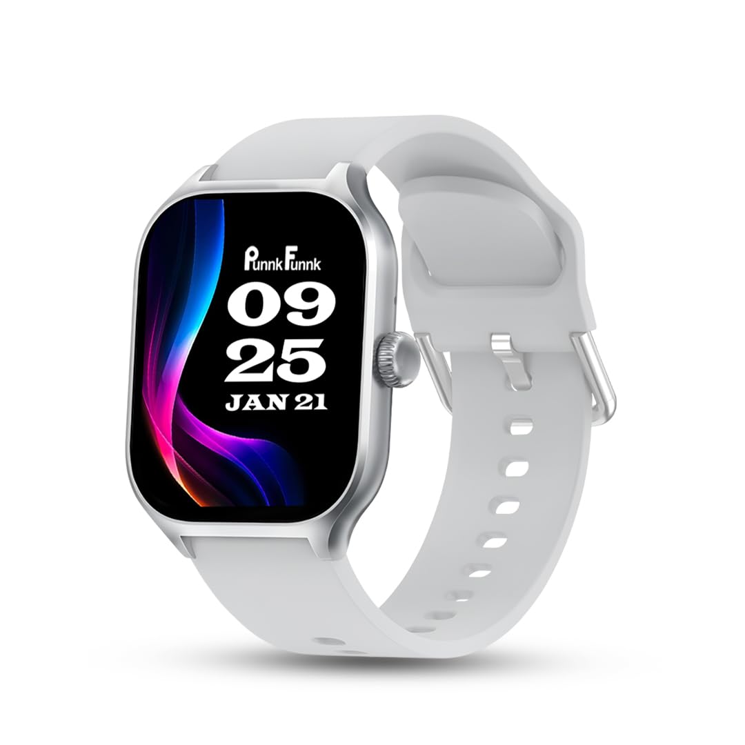 PunnkFunnk NeoLux 1.96” HD Display Smartwatch for Men & Women 2025 with 110+ Sports Modes, Heart Rate, Sleep Monitor, IP68 Waterproof, Answer/Make Calls for Android & iOS(Grey)