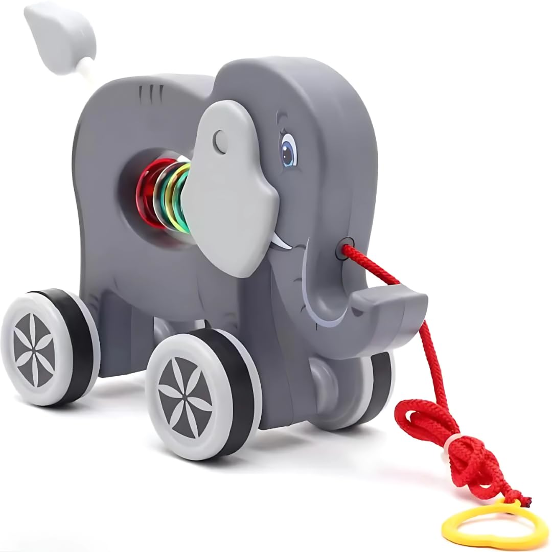 Mini Steps Pull Along Elephant Toy - Baby & Toddler Walking Toy, Fun & Safe Play