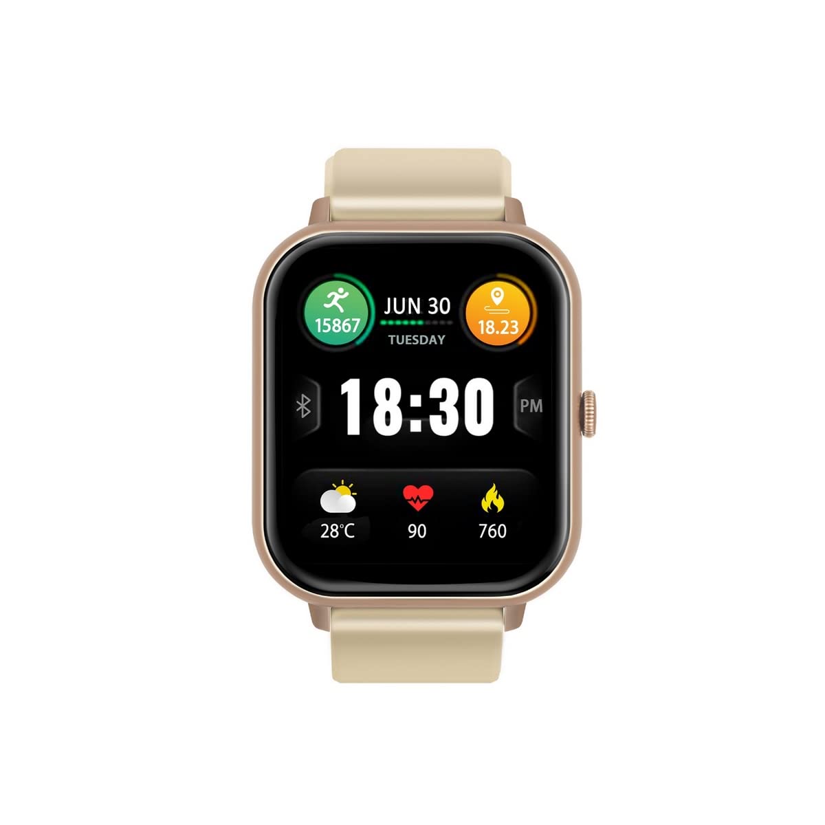 Promate Xwatch-C18 Superfit Smart Watch, 1.83” Display Bluetooth Calling, IP67 Water Resistant, 15 Days Battery Life, 100+ Sports Modes, Real-time HR Monitor, 100+ Customizable Watch Faces (Gold)