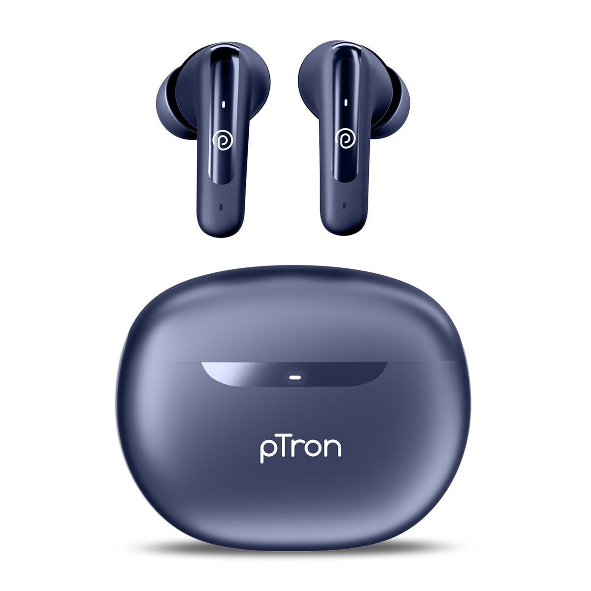 pTron Bassbuds Astra in-Ear TWS Earbuds w/Stereo Sound, 34Hrs Playtime, Stereo Calls, Custom EQ, Mobile App, BTv5.3 Headphones, Touch Control, Voice Assistant, Type C Charging & IPX4 (Navy Blue)