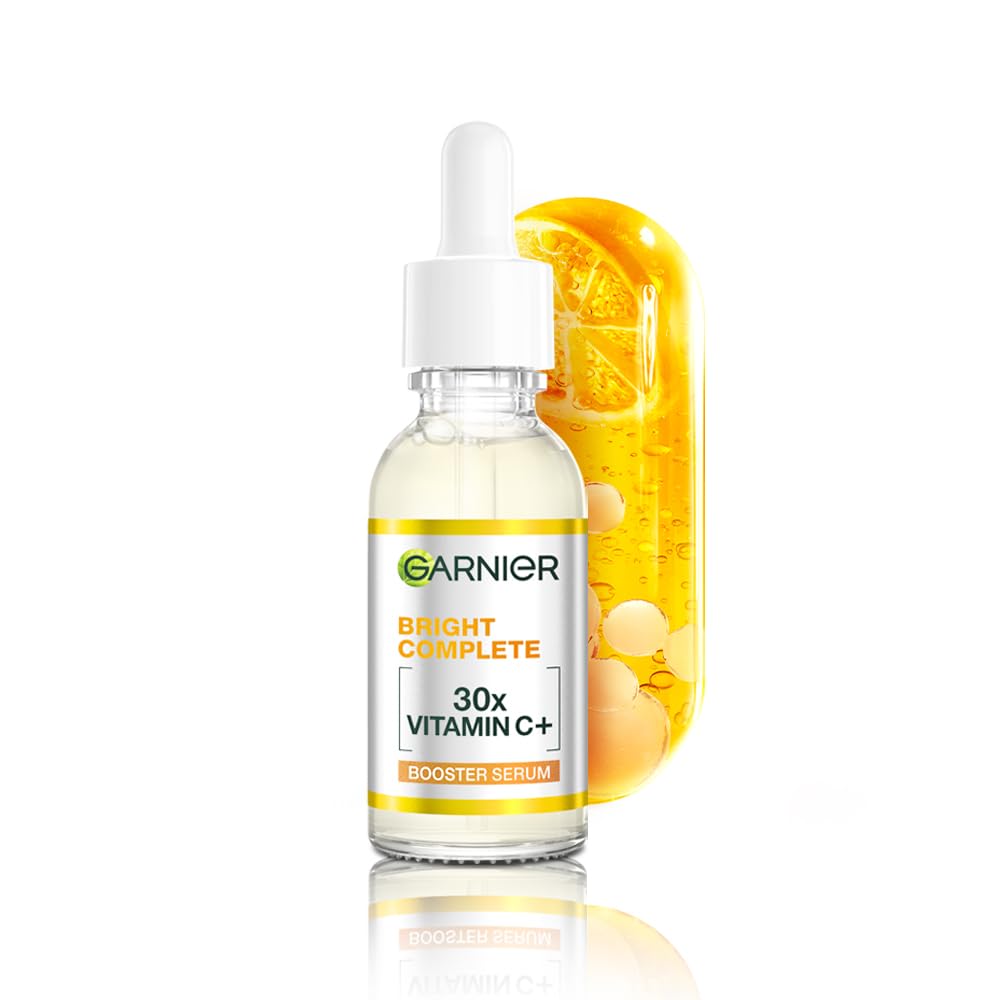 Garnier Skin Naturals, Bright Complete 30X Vitamin C Booster Face Serum, Increases Skin's Glow Instantly and Reduces Spots Overtime, with 2% Niacinamide + 0.5% Salicylic Acid, for Men & Women, 50 ml
